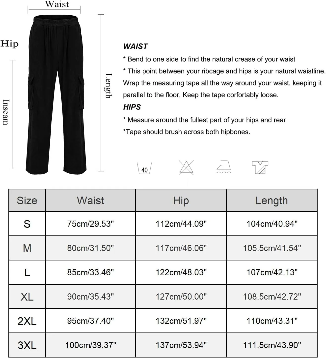 Mens Corduroy Cargo Pants Fashion Loose Fit Straight Wide Leg Pants Baggy Sweatpants Elastic Waist with Pockets