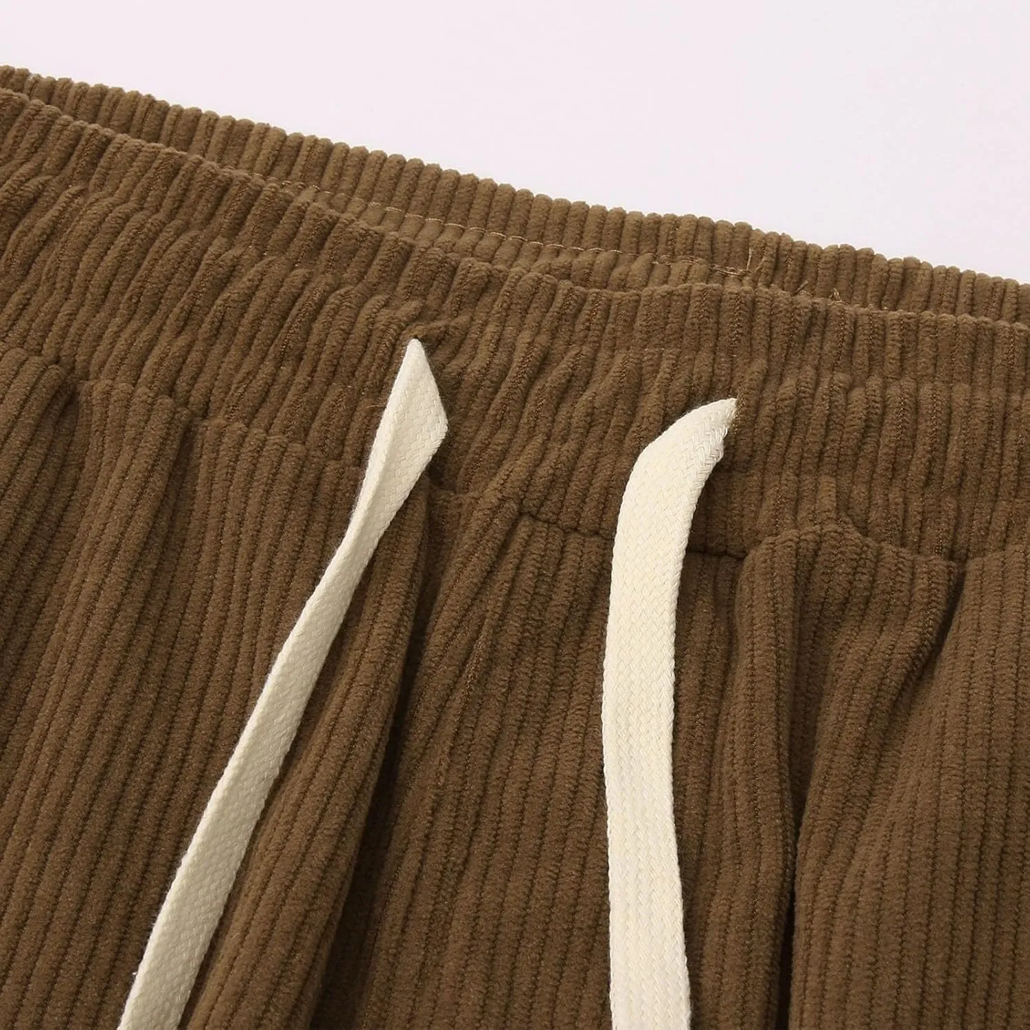 Mens Corduroy Pants Casual Drawstring Pant with Pockets Fashion Loose Fit Wide Leg Sweatpants Baggy Retro Trousers