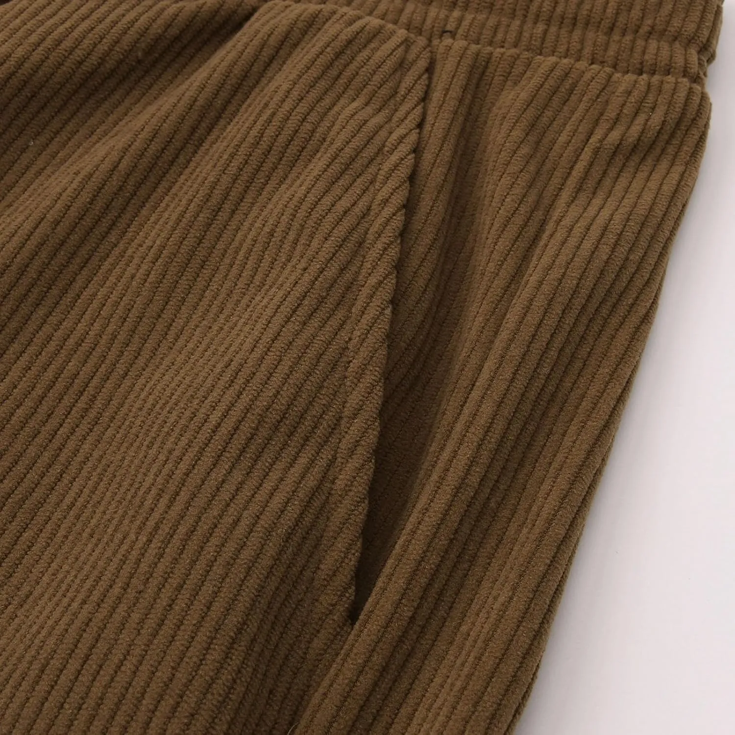 Mens Corduroy Pants Casual Drawstring Pant with Pockets Fashion Loose Fit Wide Leg Sweatpants Baggy Retro Trousers