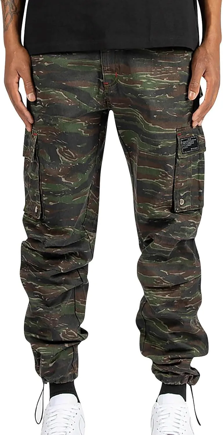 Mens Flexcamo Tactical Waterproof Pant for Men Relaxed Fit Work Camo Hiking Construction Pants Multi Pockets