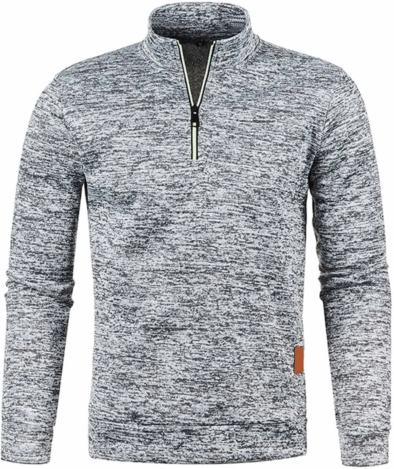 Men's Quarter Zip Thermal Fleece Lined Sweater,Winter Lightweight Soft Pullover Outdoor Athletic Lapel Sweatshirt