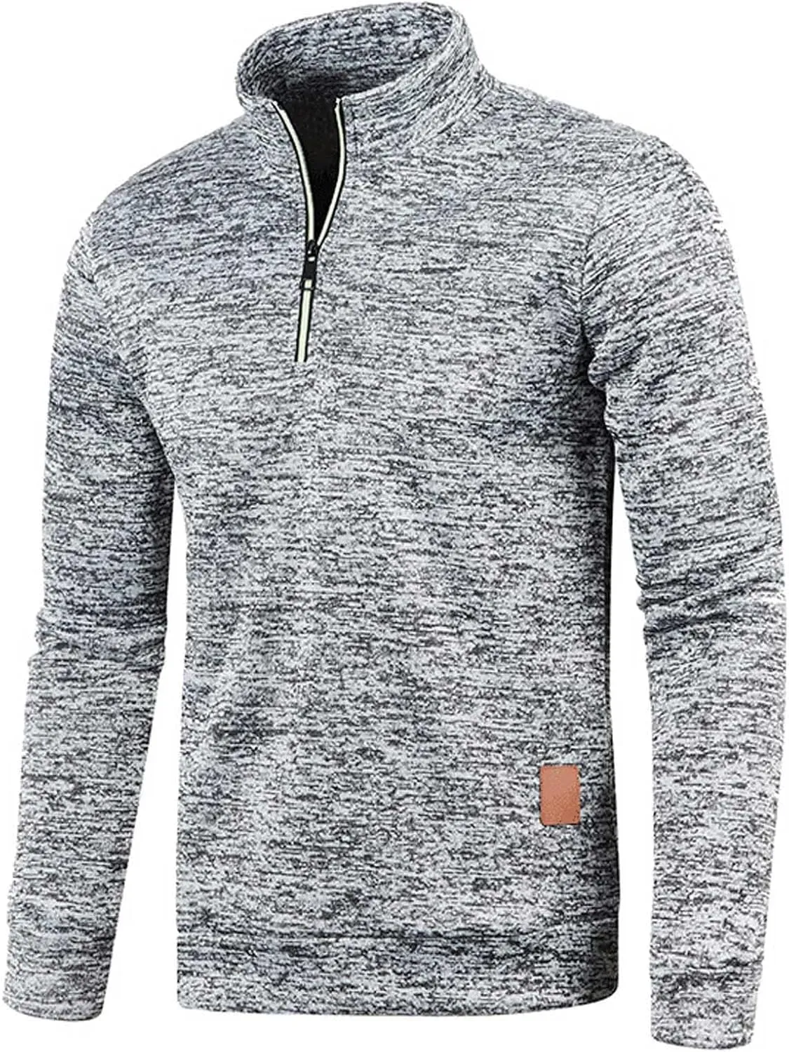 Men's Quarter Zip Thermal Fleece Lined Sweater,Winter Lightweight Soft Pullover Outdoor Athletic Lapel Sweatshirt