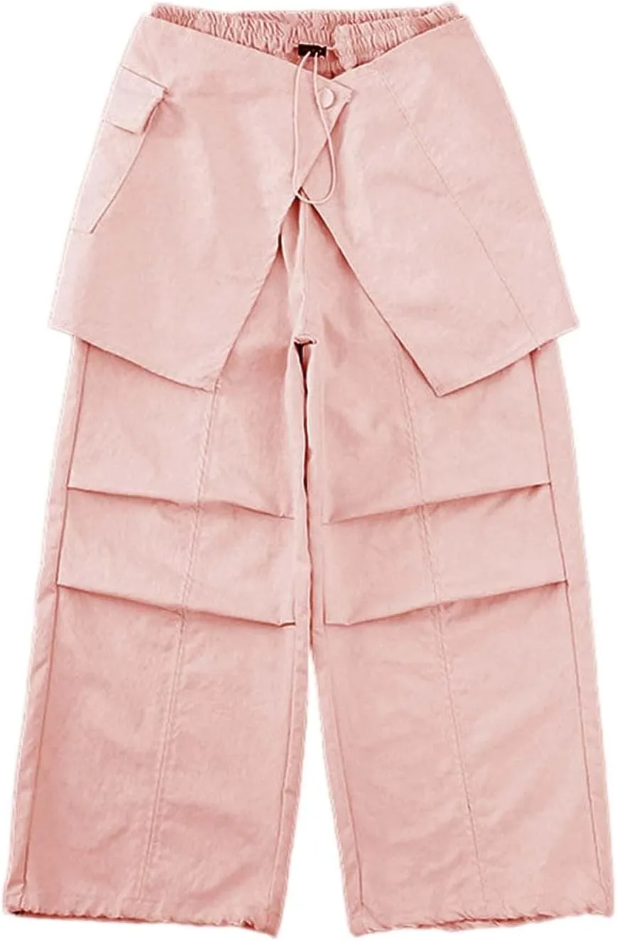 Moonker Teen Girls Baggy Palozzo Pants Loose Detachable Wide Leg Straight Elastic Waist Trousers Summer Comfy