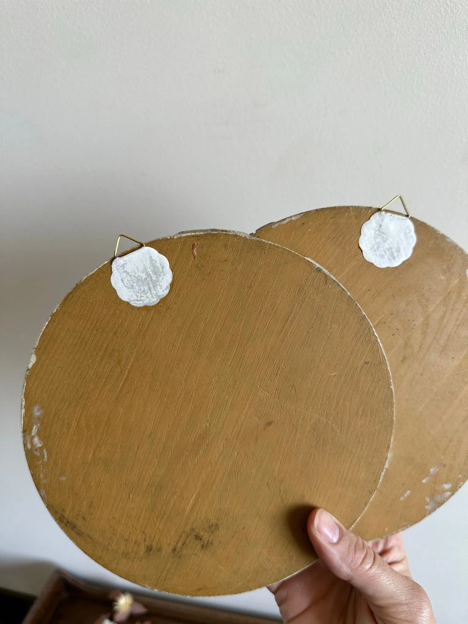 Peinture bouquet de fleurs cadre rond en bois