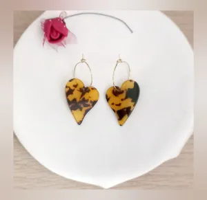 Pendientes Aros Corazón leopardo acero