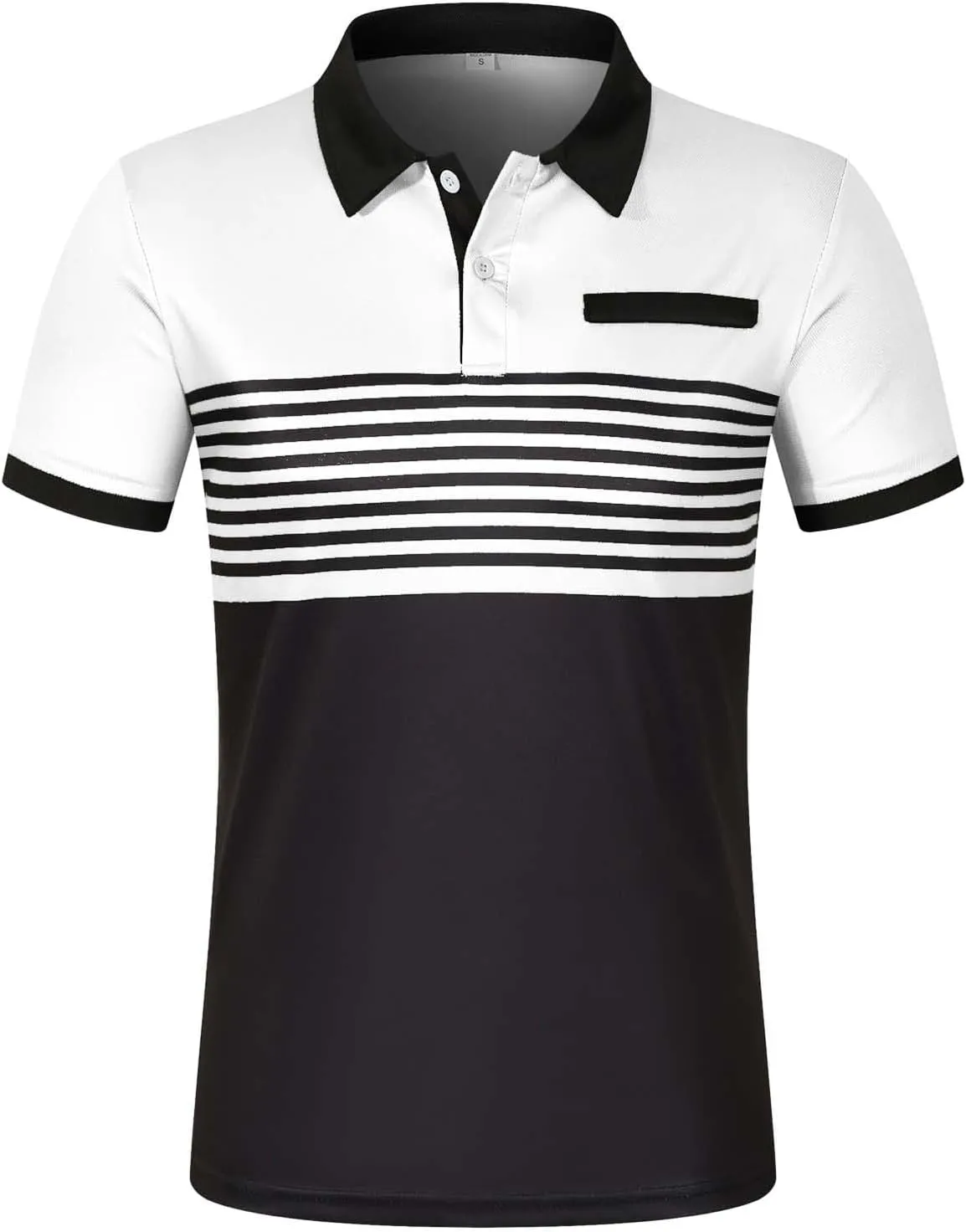 Polo Shirts for Men with Pocket Casual Collared Shirt Polos Classic Button Golf Shirt Loose Athletic Pullover