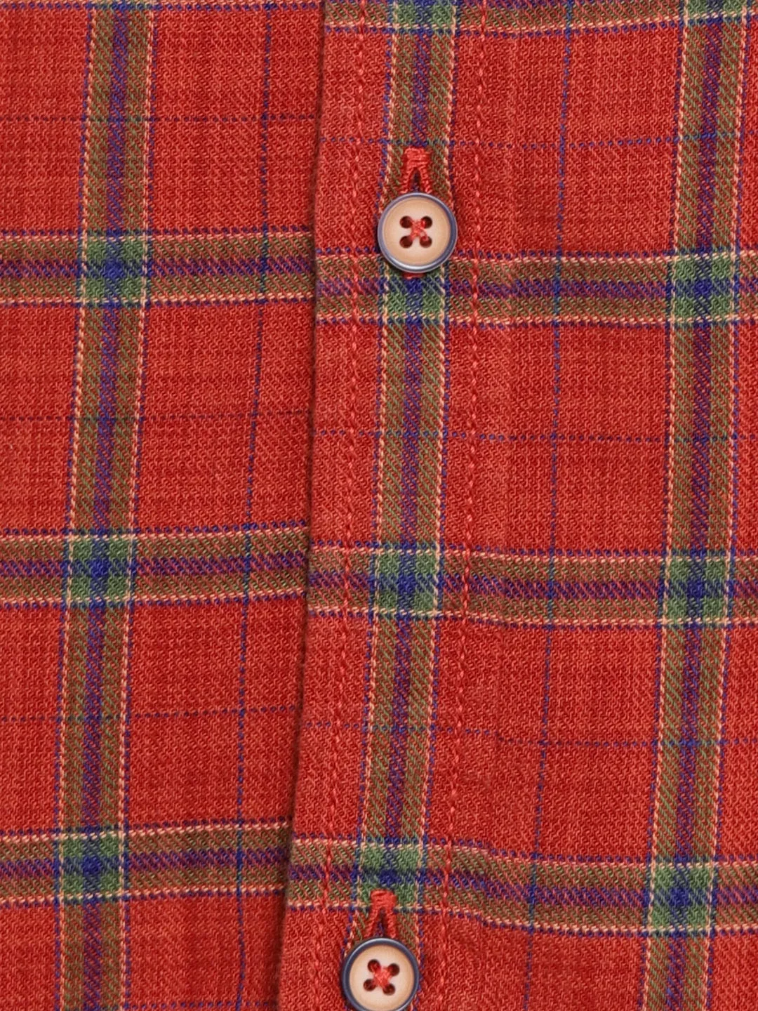 Red Cotton Checked Slim Fit Shirt