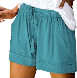 SHAOBGE Plus Size Linen Pants for Women Splice Comfy Waist Pants Shorts Loose Elastic Pocketed Trendy Pants for