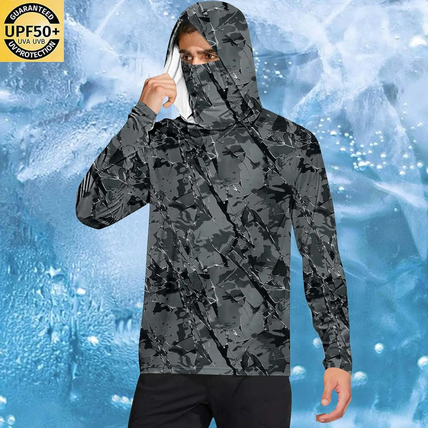 Sun Protection Shirts for Men with Mask UPF 50  Fishing Blouses Lightweight Long Sleeve UV Rash Guard Cooling Hoodies