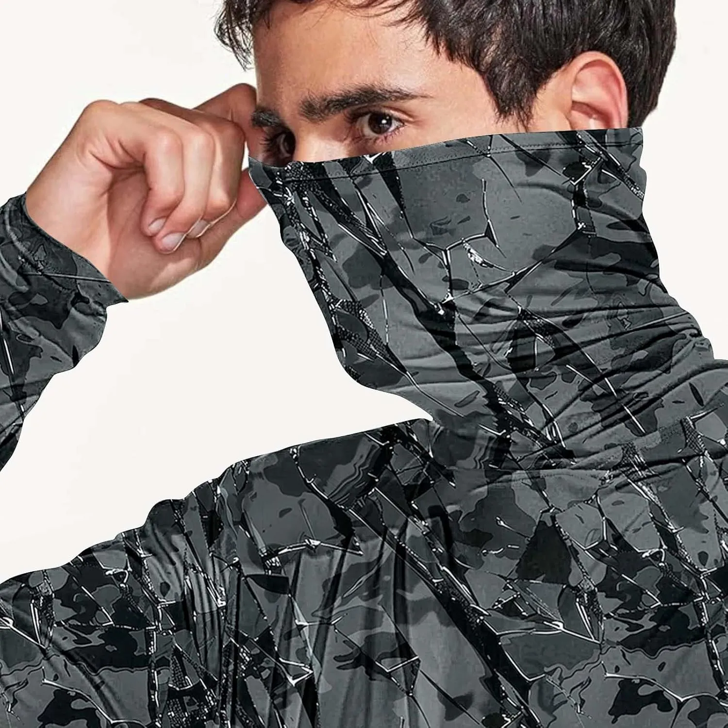 Sun Protection Shirts for Men with Mask UPF 50  Fishing Blouses Lightweight Long Sleeve UV Rash Guard Cooling Hoodies