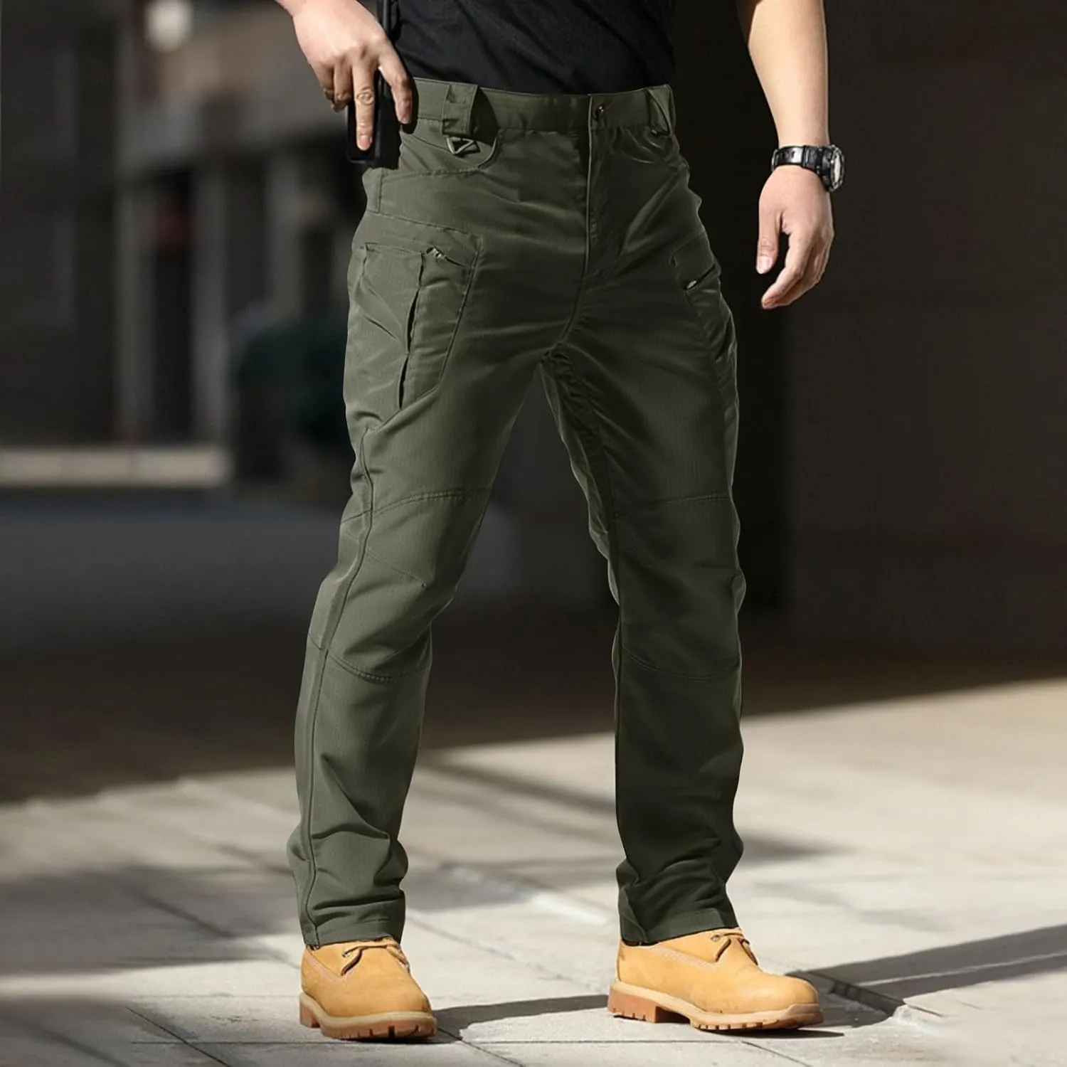Tactical Cargo Pants for Men Ripstop Relaxed Fit Chino Work Pants Flexcamo - Waterproof Hiking Pants Multi Pockets