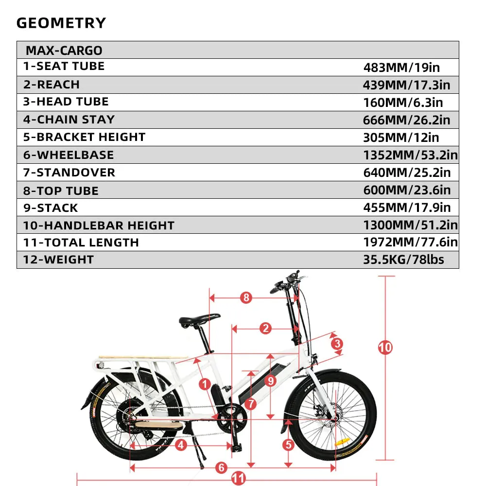 THE M-CARG0 - ELECTRIC CARGO BIKE WITH DUAL BATTERIES (30AH)