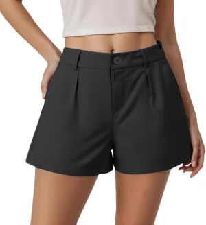Trouser Shorts for Women Dressy Casual Formal Work Pleated Shorts High Waisted Comfy Trendy Ladies Short Pants