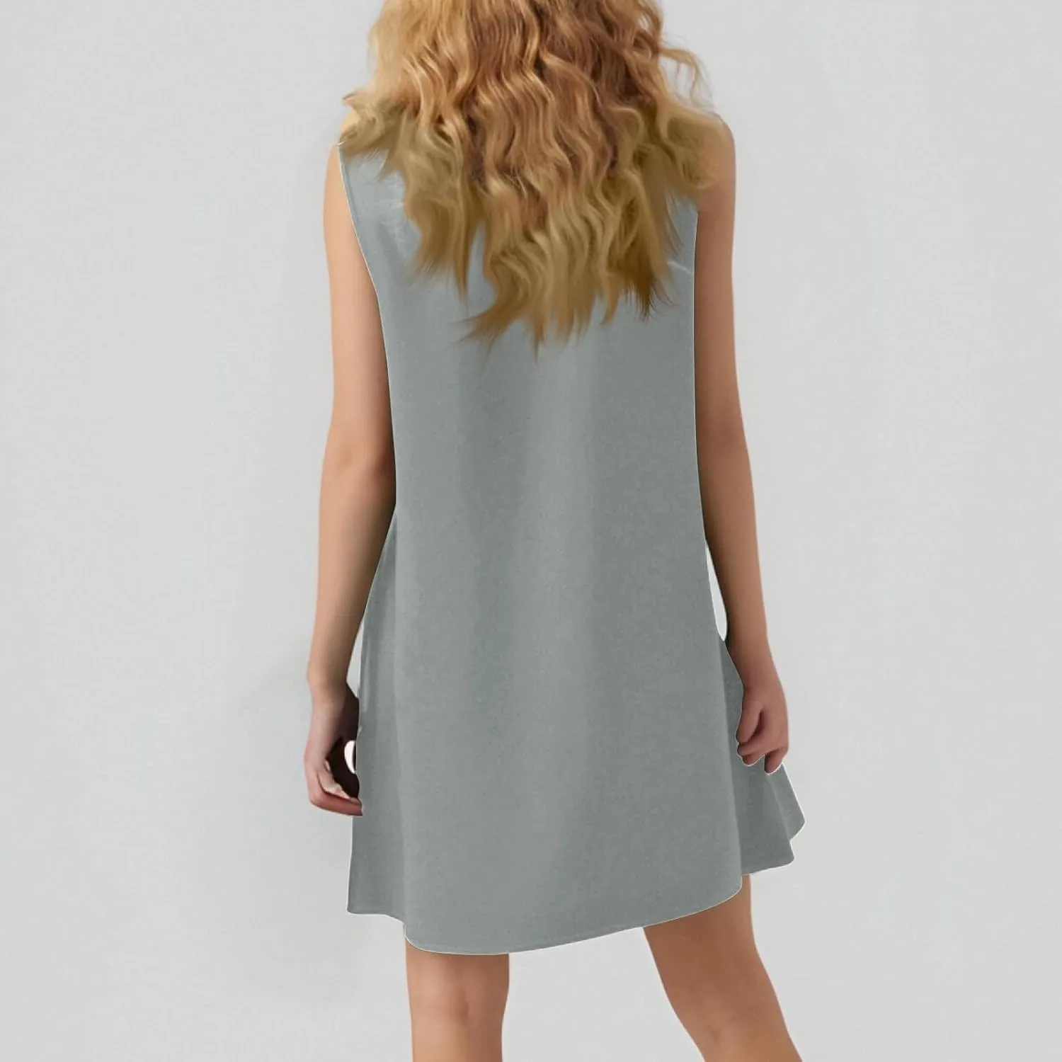 Tshirt Dress Women Summer Sleeveless Ruffle Hem Mini Dress Casual Crewneck T Shirt Dresses Plain Sundresses 2025