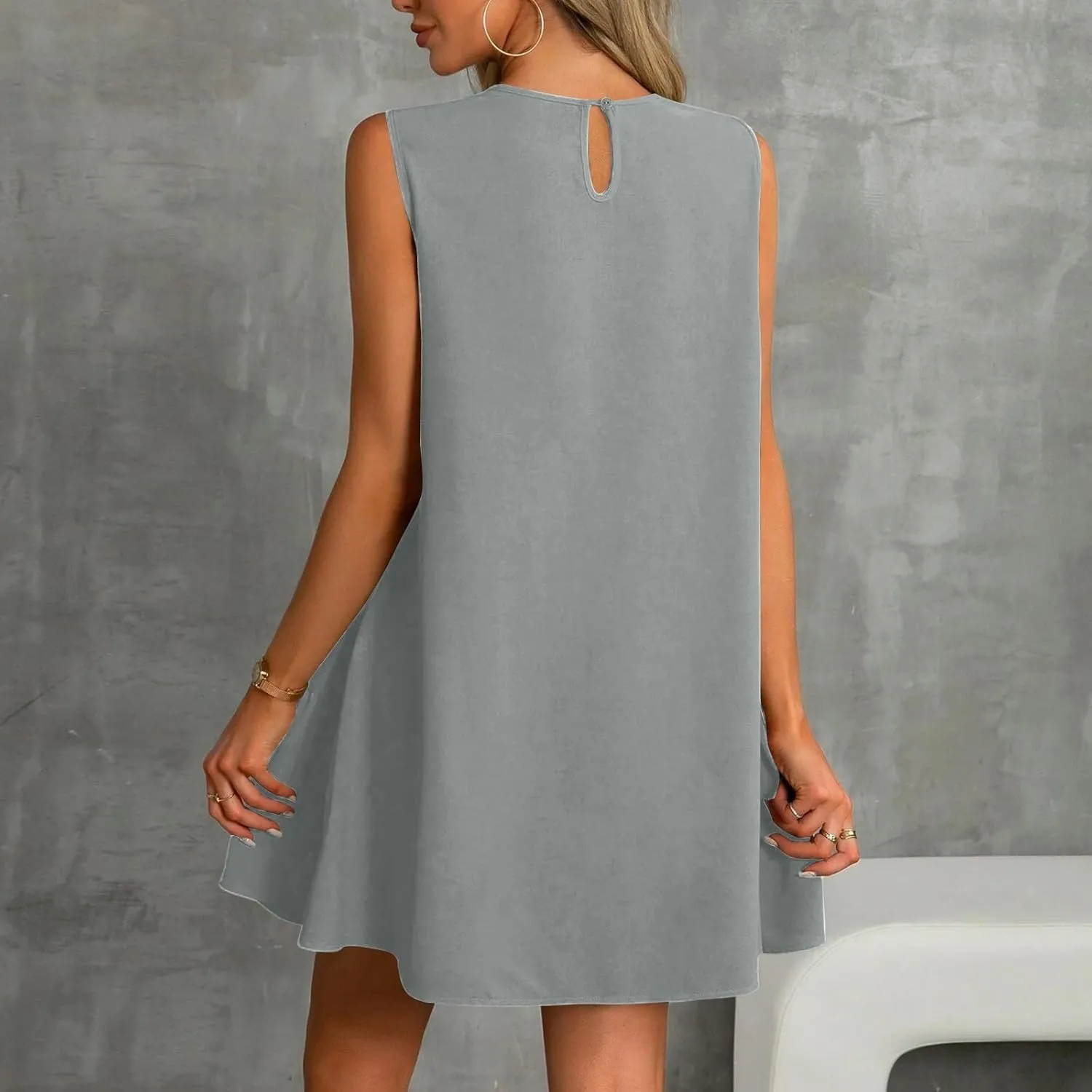 Tshirt Dress Women Summer Sleeveless Ruffle Hem Mini Dress Casual Crewneck T Shirt Dresses Plain Sundresses 2025