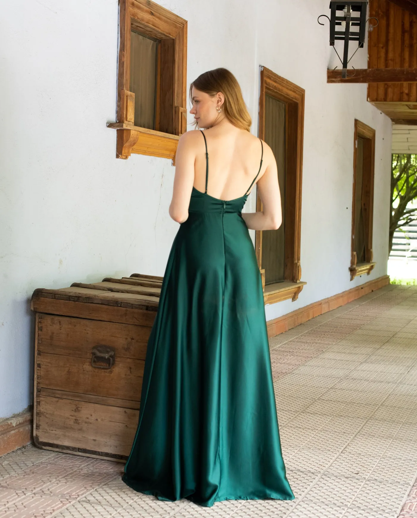 Vestido Largo Candelaria Verde Oscuro