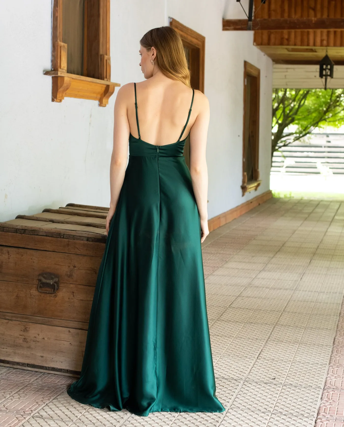 Vestido Largo Candelaria Verde Oscuro