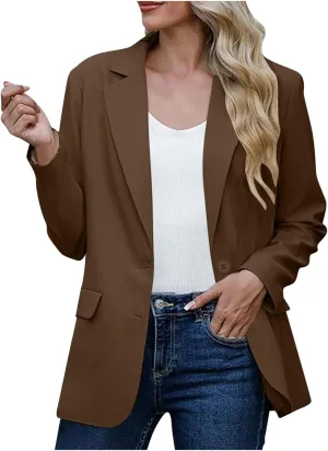 Women Business Casual Blazer with Lined,Professional Work Suit Jacket with Pockets??Long Sleeve Button Open Front