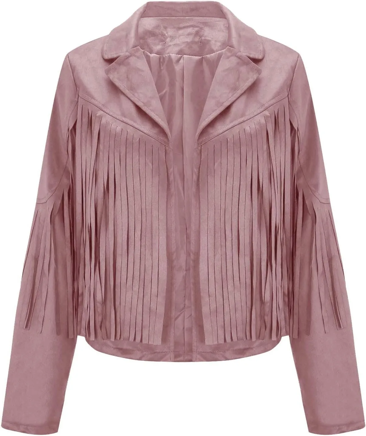 Women's Fringe Jacket Faux Suede Leather Jackets Fashion Tassel Moto Biker Cropped Coats Cardigan 70s Hippie Clothes